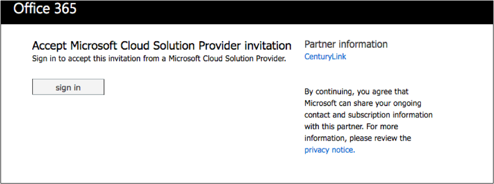 Accept Microsoft Cloud Solution Provider invitation