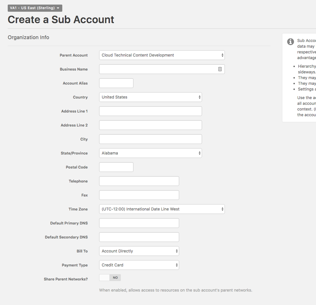 Create Sub Account